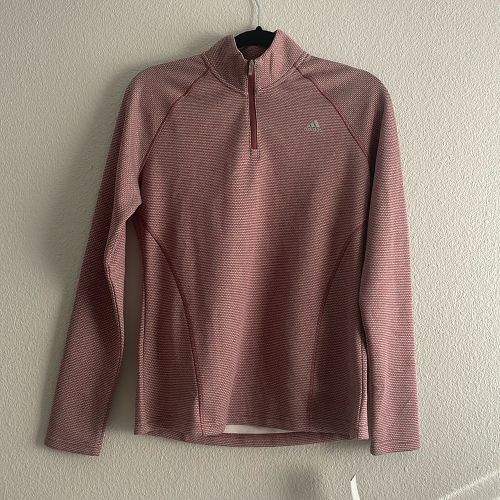 Adidas Women's Size S Burgundy Heathered 1/4 Zip Golf Pullover Long Sleeve